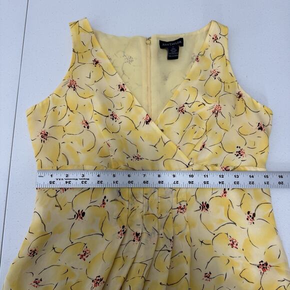 Vintage Ann Taylor Womens Top 4 Yellow Silk Floral Babydoll Dainty Fairy Y2K 90s - Picture 5 of 10